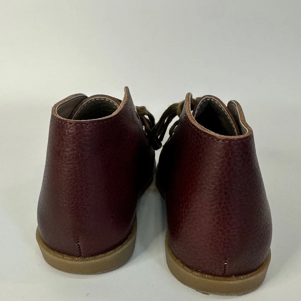 Mon Petit Shoes Leather Hard Sole Oxford Chukka Black Cherry Lace Up toddler‎ 6
